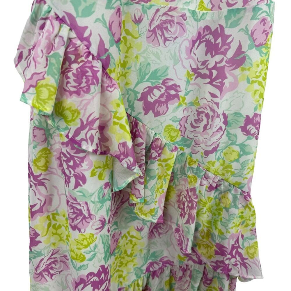 New Majorelle Summer Gown Dress Pink Summer Fling Floral Asymmetrical Hem Medium - Picture 10 of 16